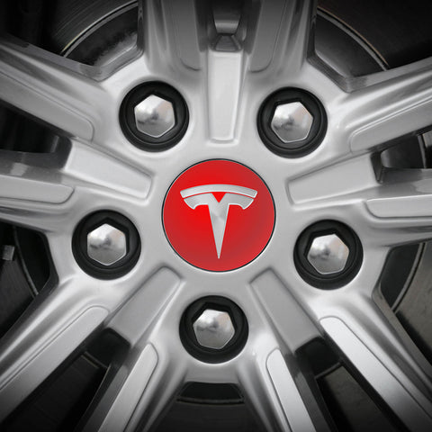 Tesla Wheel Sticker ROUND Decal - Reflective Red