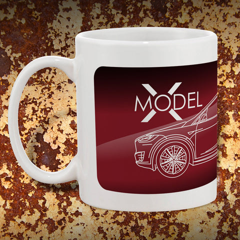 Tesla Model X Mug | Tesla Coffee Mugs | Red